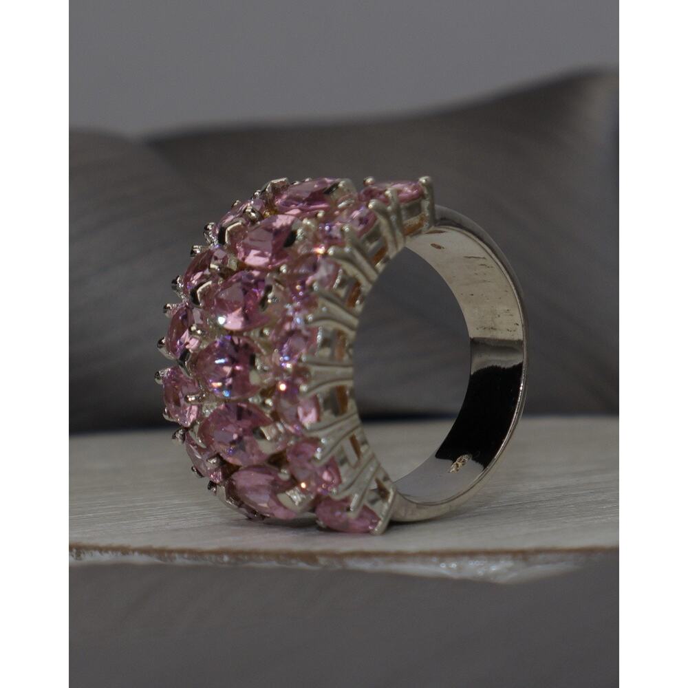 Sterling Silver Pink Stone Ring 9.3G / Sz 6.5 - Picture 5 of 5